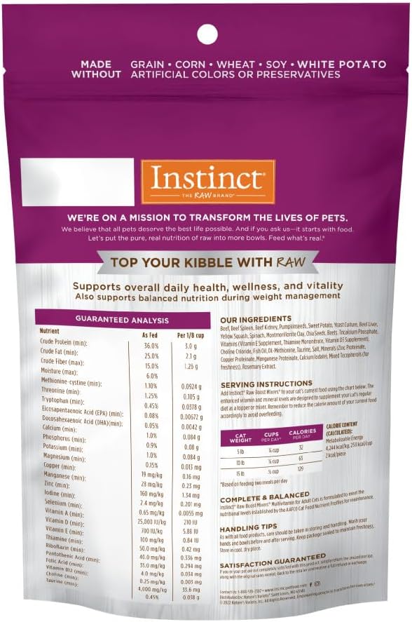 Instinct Raw Boost Mixers, Freeze Dried Cat Food Toppers with Functional Ingredients, Grain Free