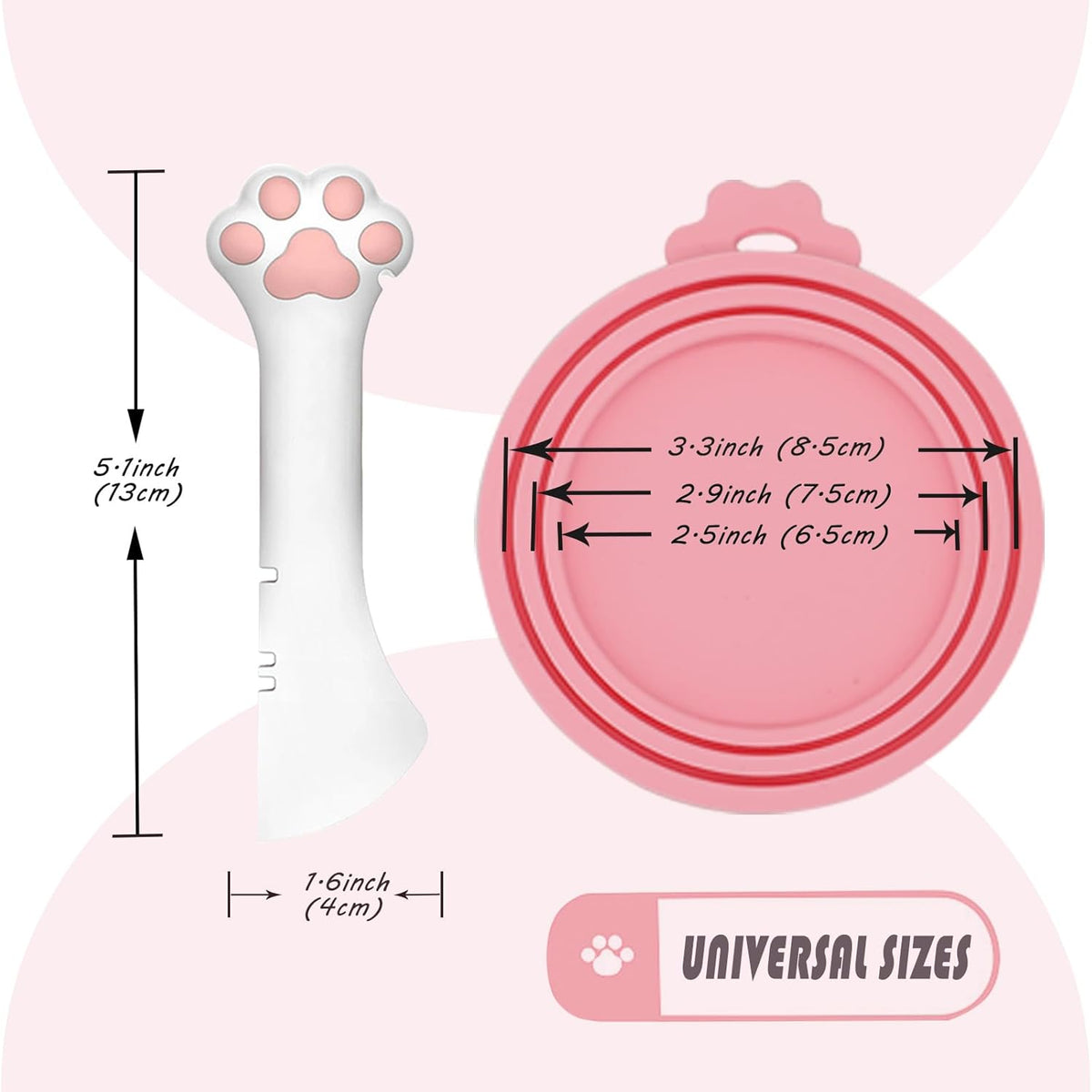 3 Pcs Pet Food Can Lids & One Can Spoon | Cute Paw Shape Opener Spatula Cat Wet Food Spoon |
