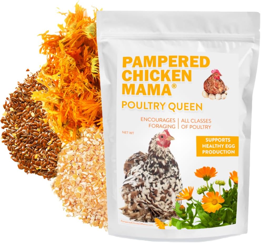 Pampered Chicken Mama Non-GMO Mealworm, Corn, Flax, & Herb Treat (10 Pounds) for Backyard Chickens