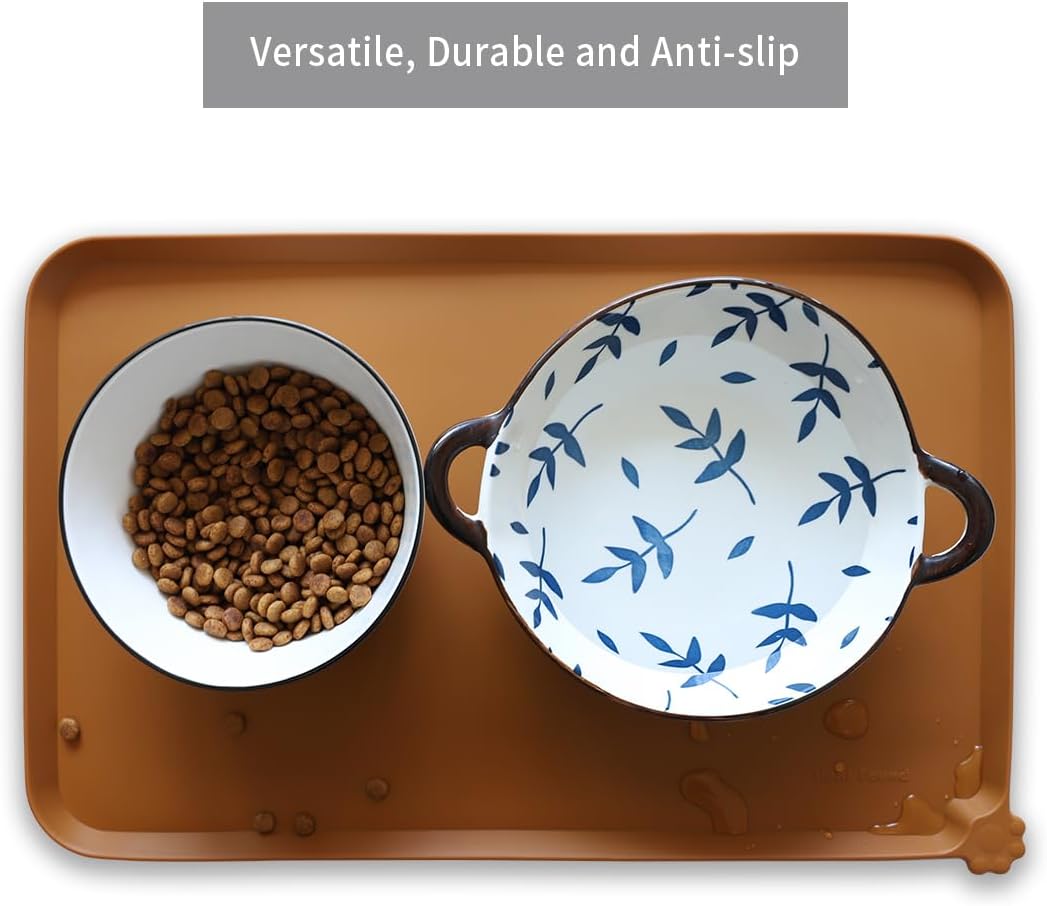 Hoki Found Silicone Pet Food Mats Tray - High-Lips Pet Dog Cat Bowl Mats - Dog Pet Cat Feeding Mat