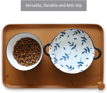 Hoki Found Silicone Pet Food Mats Tray - High-Lips Pet Dog Cat Bowl Mats - Dog Pet Cat Feeding Mat