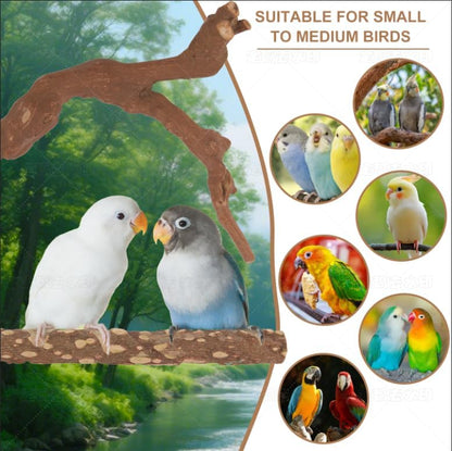 Parrot Perch Bird Perch Stand Set Natural Wild Wood Grape Sticks Paw Grinding Fork Parakeet