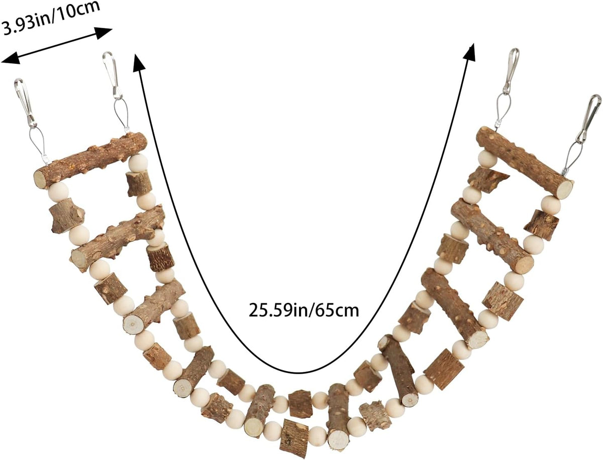 Bird Parrot Ladder Bridge Toy, Bird Swing Toy, Natural Pepper Wood Hanging Pet Chewing Toy, Rat