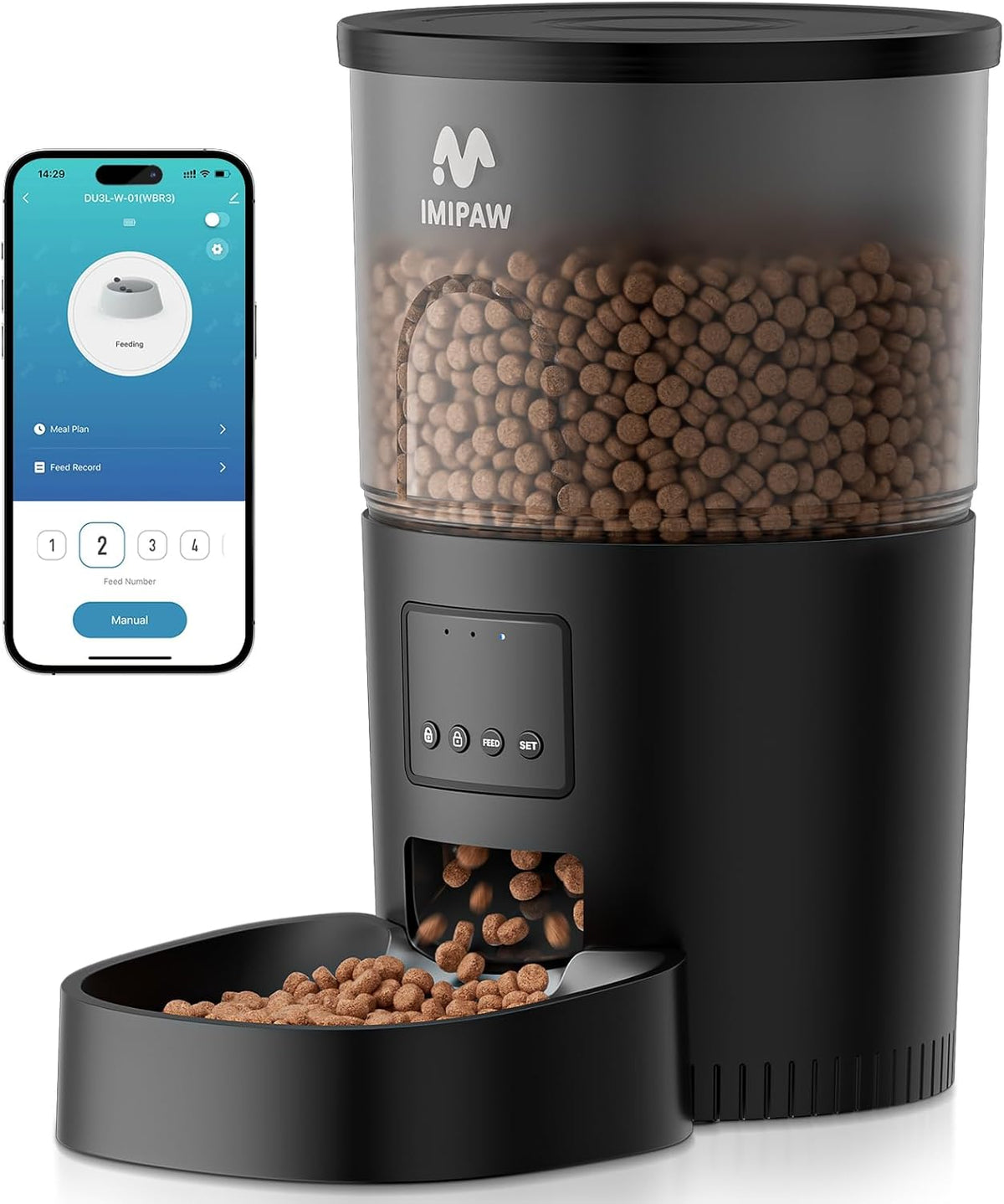 Automatic Cat Feeder, 5G WiFi Cat Food Dispenser with APP Remote Control, Pet Dry Food Smart