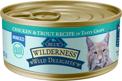 Blue Buffalo Wilderness Wild Delights Minced Wet Cat Food, High-Protein & Grain-Free, Made with