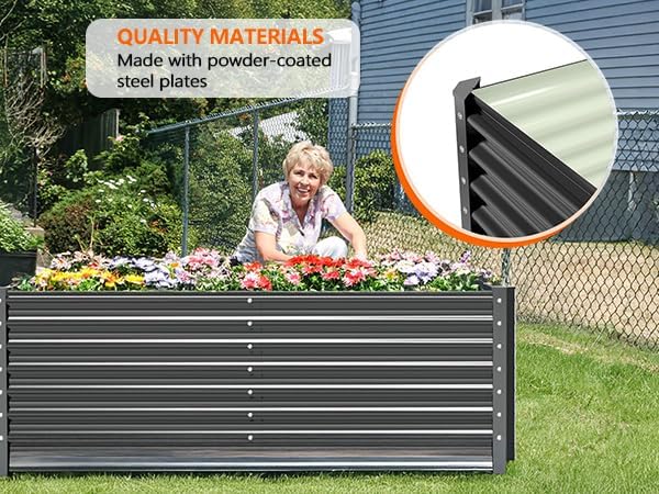 VINGLI Galvanized Raised Garden Beds Outdoor, 6x3x2 Ft, 8x4x2 Ft Lager Metal Planter Raised Beds