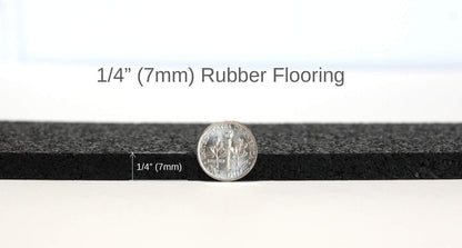 American Floor Mats 1/4in (7mm) Thick Solid Black 4' x 25' Heavy Duty Rubber Rolls, Protective