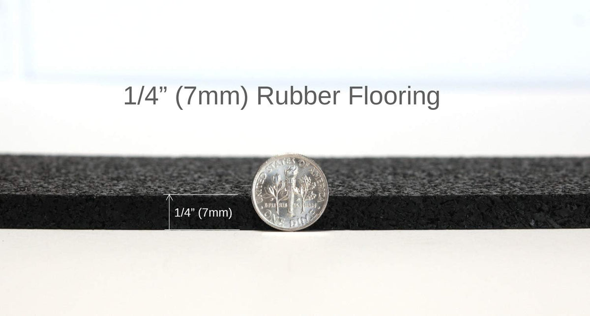 American Floor Mats 1/4in (7mm) Thick Solid Black 4' x 4' Heavy Duty Rubber Rolls, Protective