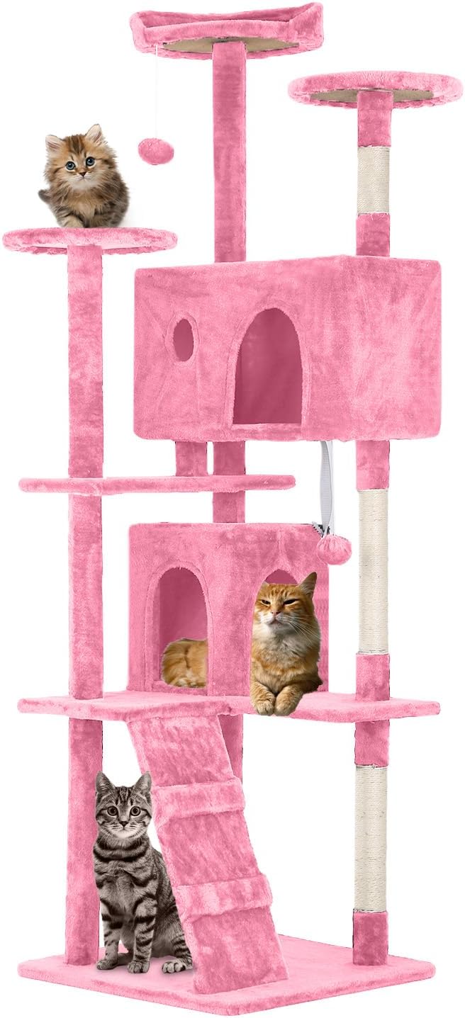 FDW Cat Tree 70in Cat Tower Multi-Level Durable Cat Scratching Post & Cozy Fun Cat Jumping Platform