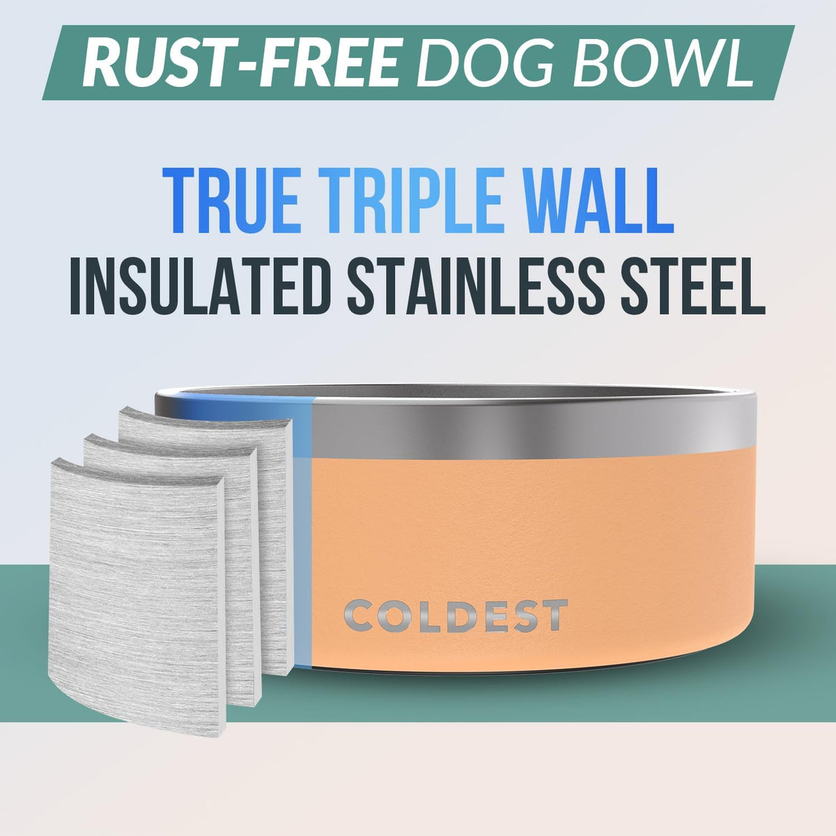 Coldest Dog Bowl - Anti Rust Metal, Non Slip, 3 Layers Insulated Stainless Steel Dog Bowls - Spill