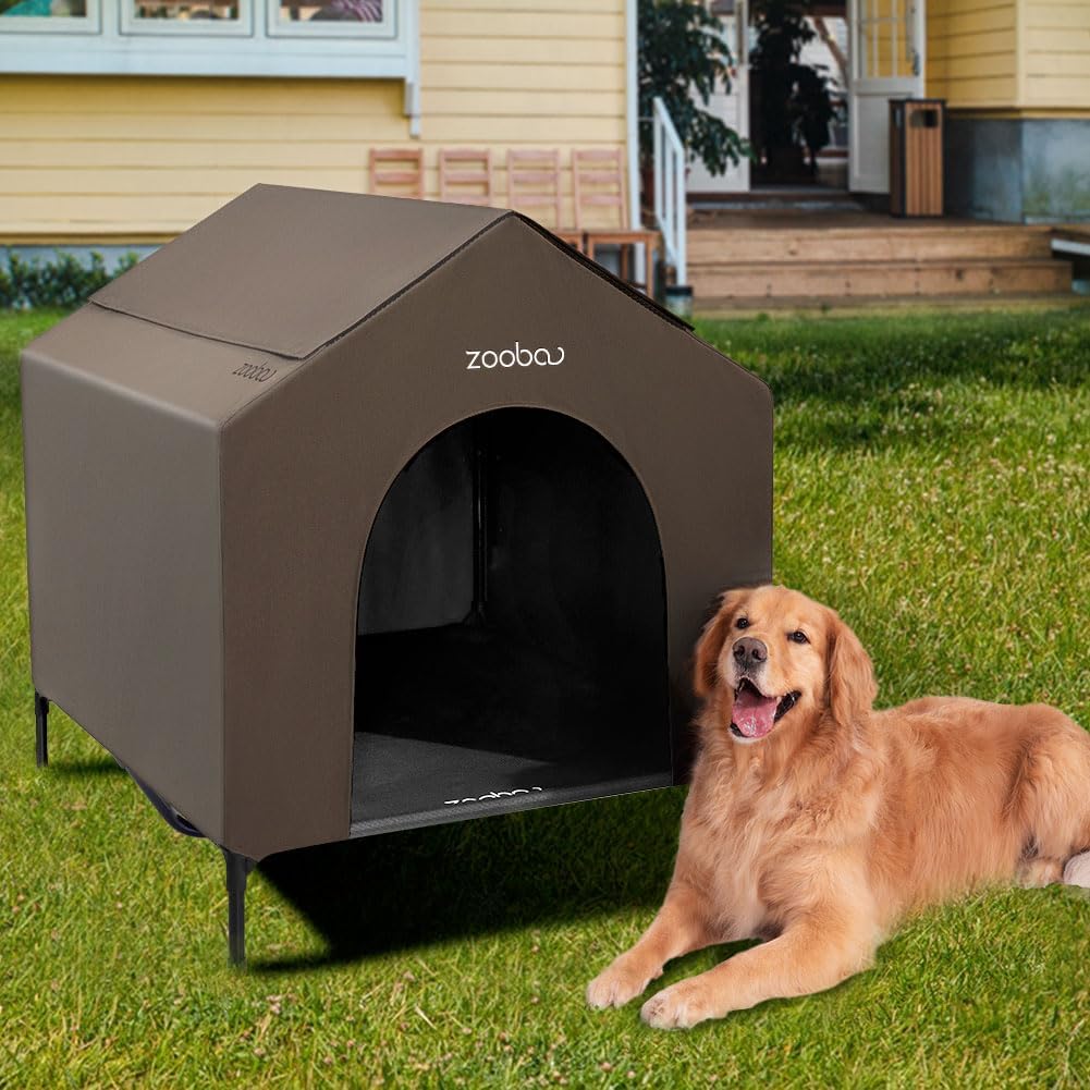 42" 2-in-1 Dog House for Medium Dogs, Elevted Dog House Outdoor/Indoor, Puppy Shelter Outside,Water