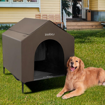 42" 2-in-1 Dog House for Medium Dogs, Elevted Dog House Outdoor/Indoor, Puppy Shelter Outside,Water