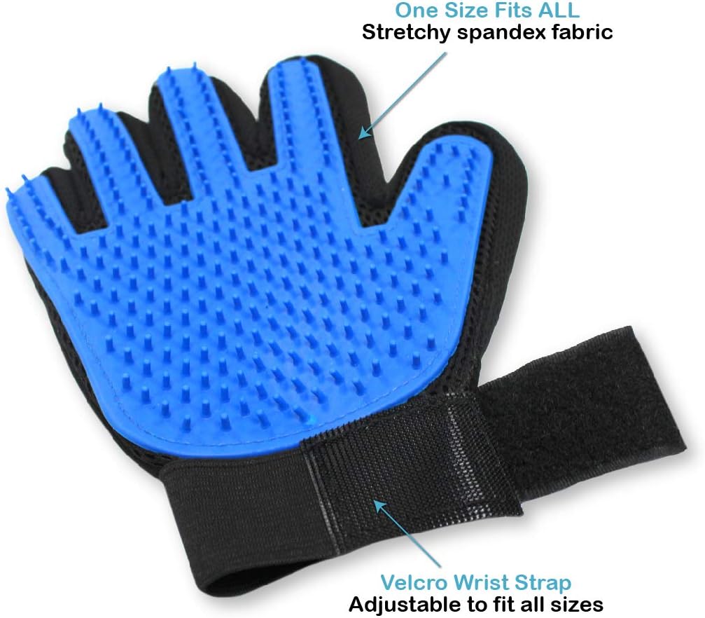 Pets First Dog Grooming Gloves Best Professional Deshedding, Brushing, Cleaning Mitt Tool for