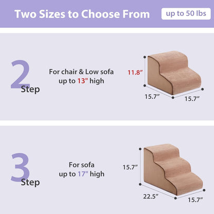 Dog Stairs for Small Dogs, 2-Steps Dog Ramp for Couch, Pet Stairs with Highly Supportive Foam and
