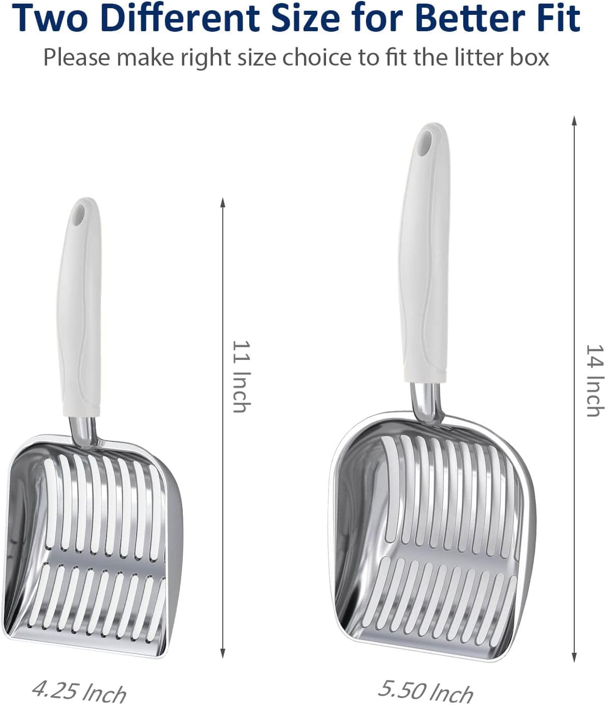 WePet Cat Litter Scoop, Aluminum Alloy Sifter, Kitty Metal Scooper, Deep Shovel, Long Handle, Poop