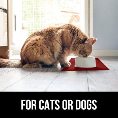 GORILLA GRIP 100% Waterproof Raised Edge BPA Free Silicone Pet Feeding Mat, Dog Cat Food Mats