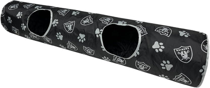 NFL Las Vegas Raiders Cat Tunnel Tube Toy with Plush Football Catnip and Feathers Collapsible