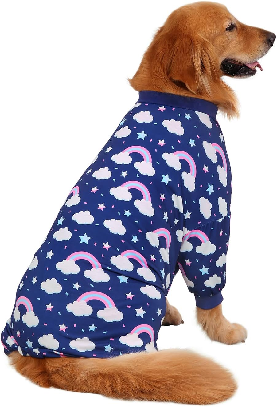 HDE Dog Pajamas One Piece Jammies Jumpsuit Pet Clothes Outfit Stretchy Lightweight Comfy Shirt Pjs