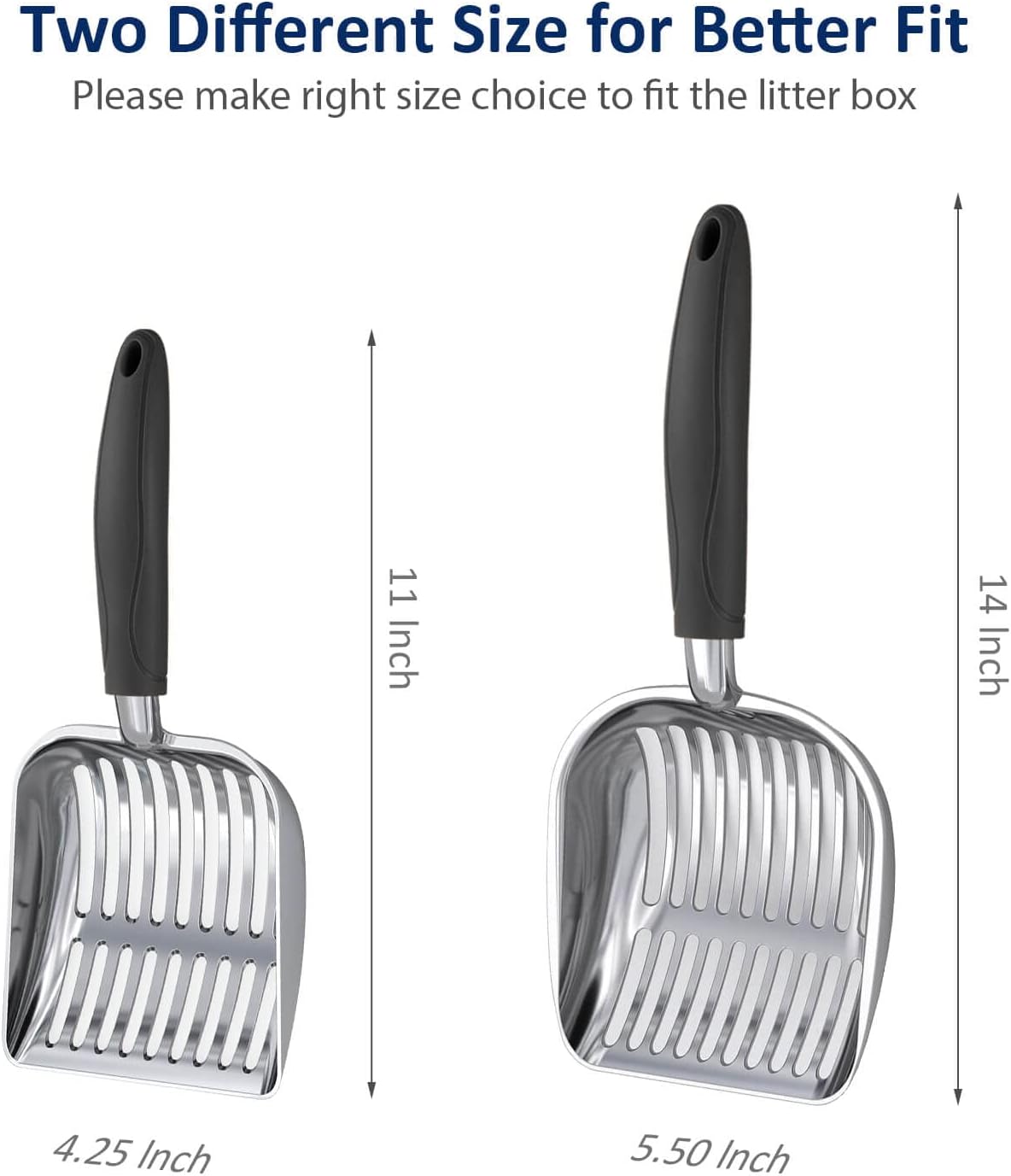 WePet Cat Litter Scoop, Aluminum Alloy Sifter, Kitty Metal Scooper, Deep Shovel, Long Handle, Poop