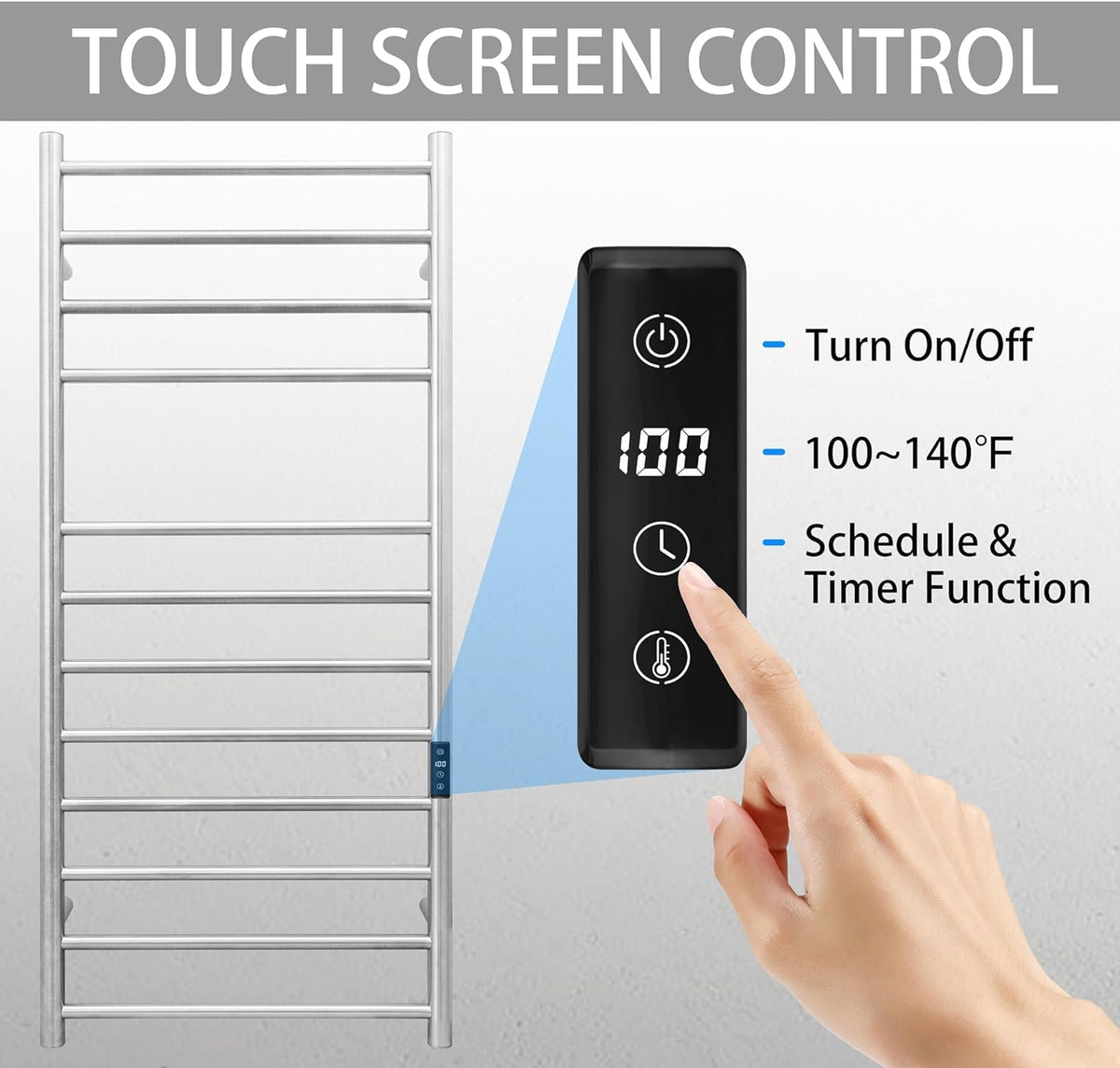 KEG Smart WiFi Towel Warmer Wall Mounted with Built-in Timer and Temperature Adjust Control, 12