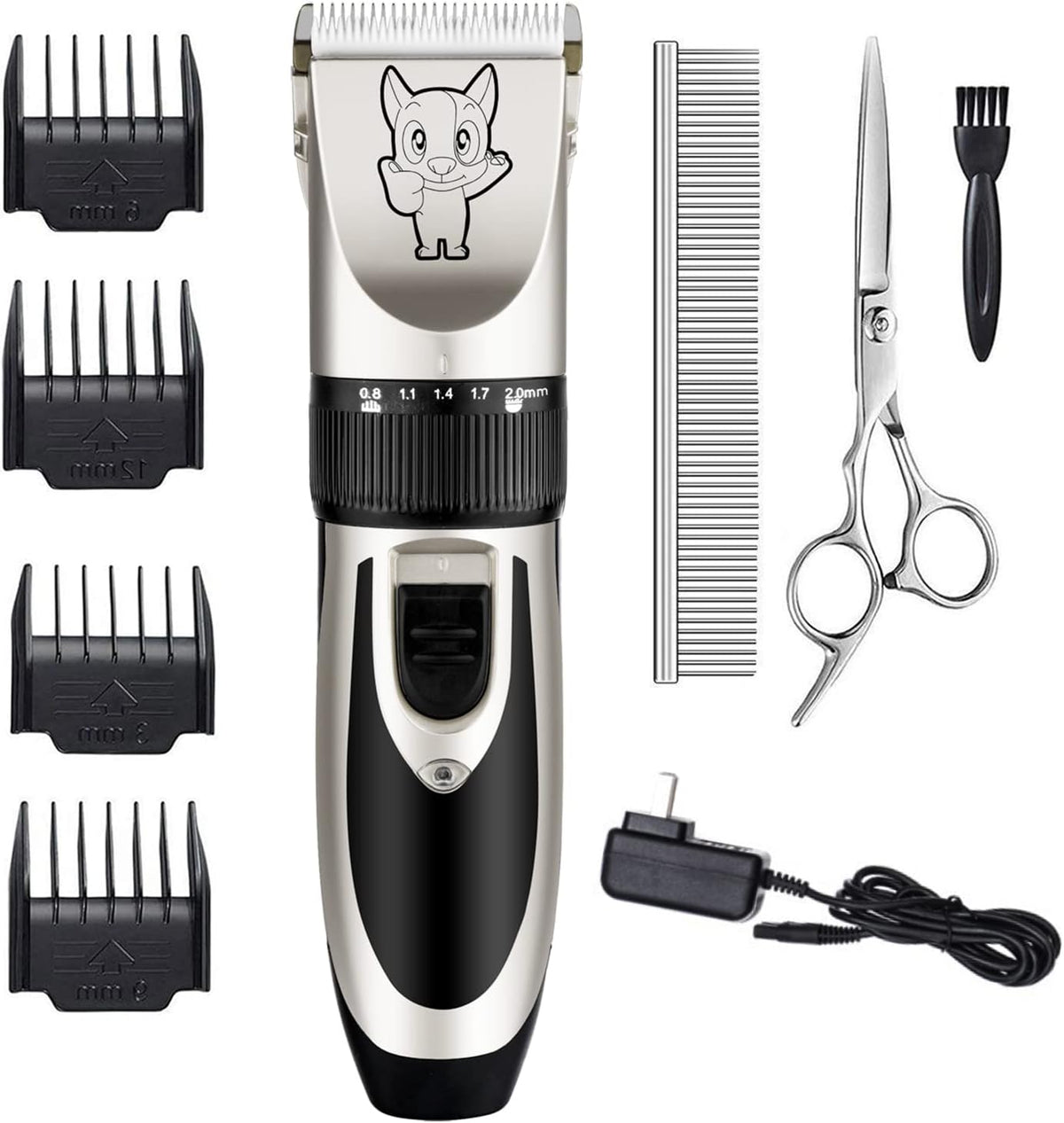 Dog Grooming Kit Clippers, Low Noise, Electric Quiet, Rechargeable, Cordless, Pet Hair Thick Coats