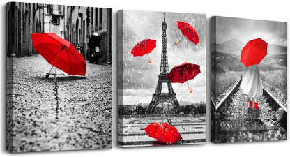 Black and white landscape Eiffel Tower 3 Piece Wall Art for Living Room Bathroom Decorations