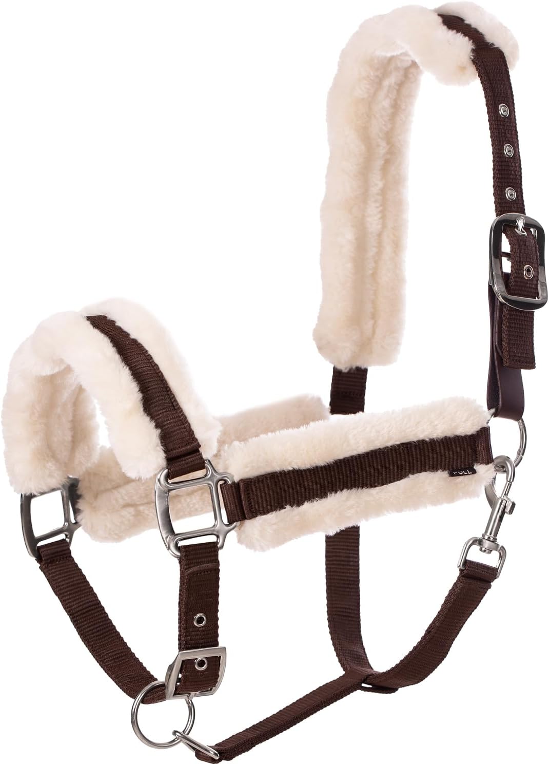 Equinavia Valkyrie Soft Ultra Fleece Padded Adjustable Breakaway Horse Halter - Brown/Ivory White