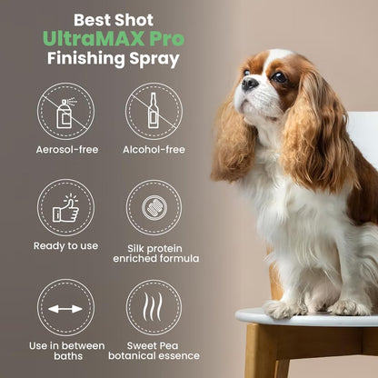 Best Shot UltraMAX Pro Finishing Spray, Ideal Detangler Spray for Pets, Hydrating and Soothing Pet