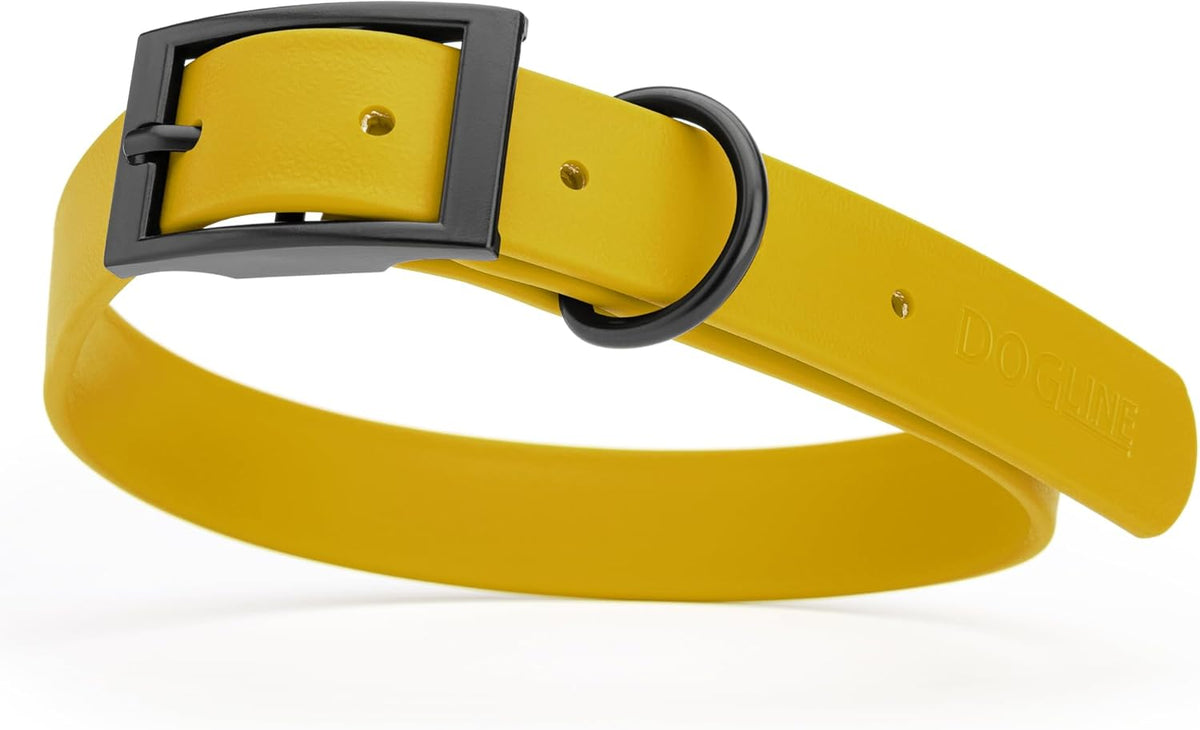 Dogline Biothane Waterproof Dog Collar Strong Coated Nylon Webbing with Black Hardware Odor- Proof