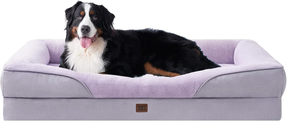 EHEYCIGA Memory Foam XXL Dog Bed for XLarge Sized, Extra Large Orthopedic Dog Sofa with Sides and