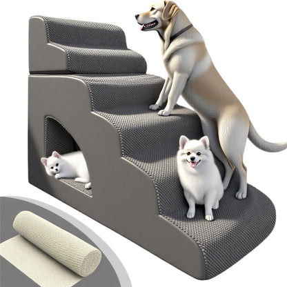 6 Step Pet Stairs Ramp for High Beds Sofas 18-36 Inch, Non-Slip Dog Stairs for Small Old Medium