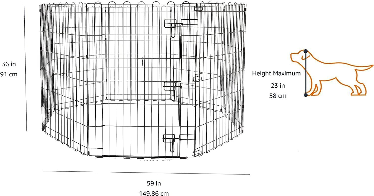 Amazon Basics Foldable Octagonal Metal Exercise Dog Playpen - Indoor/Outdoor, Single Door, Medium
