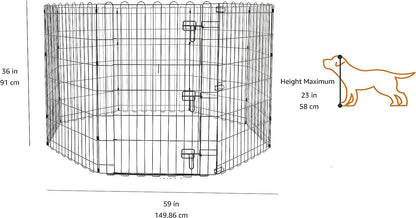 Amazon Basics Foldable Octagonal Metal Exercise Dog Playpen - Indoor/Outdoor, Single Door, Medium