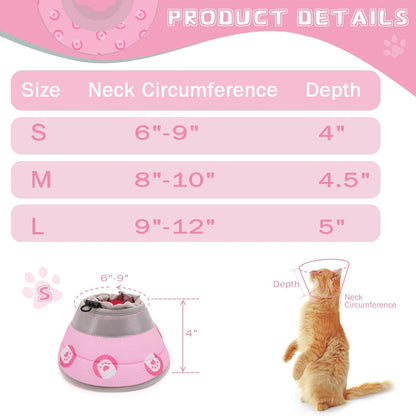 Cat Cone Collar Soft to Stop Licking After Surgery Cat Recovery Collar for Small Large Cats