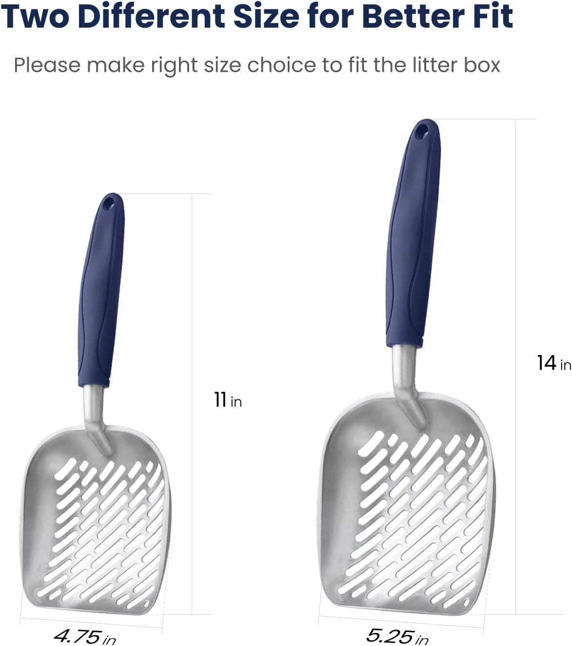 WePet Cat Litter Scoop, Aluminum Alloy Sifter, Kitty Metal Scooper, Deep Shovel with Diagonal
