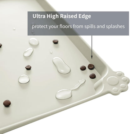 Waterproof Pet Feeding Mat with High Raised Edges, Heavier and Thicker Placemats for Cat Dog Water