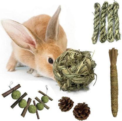 Hamiledyi Rabbit Seagrass Mat Bunny Chew Toys for Teeth Hanging Activity Mat Rabbit Enrichment