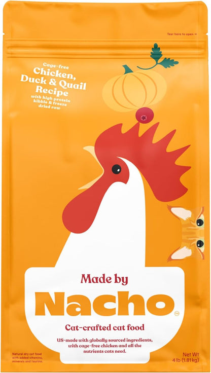 Made by Nacho Dry Cat Kibble 4lb Bag, High Protein Premium Cat Food with Freeze Dried Pieces