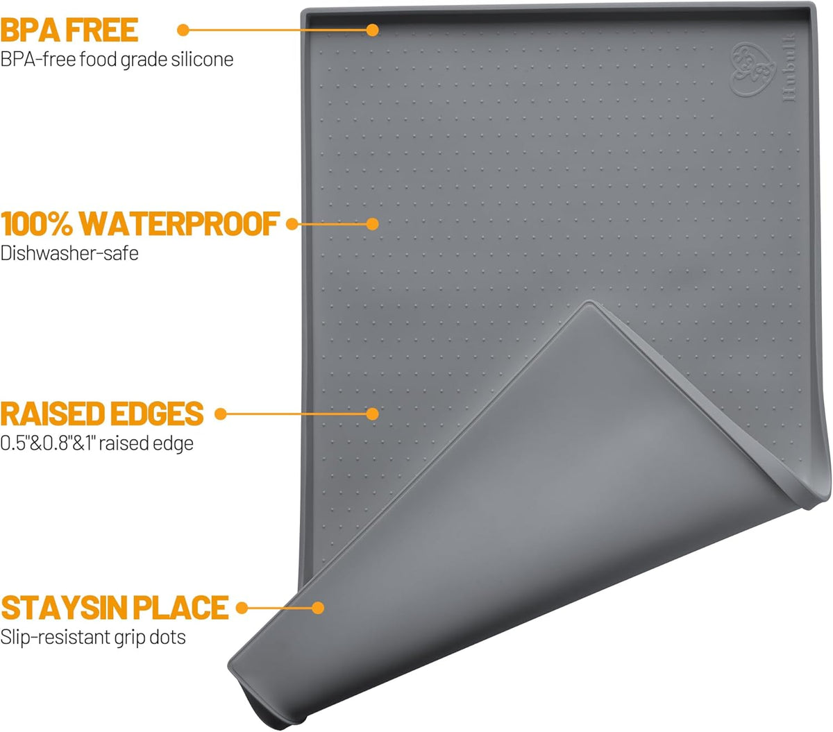 Hubulk Dog Feeding Mat,100% Waterproof Food Grade Silicone Pet Food and Water Bowl
