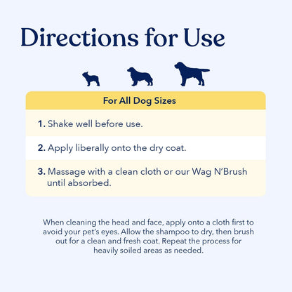 Honest Paws Dog Dry Shampoo - Waterless No Rinse Foaming Formula Reducing Itch Cleanse Hydrate