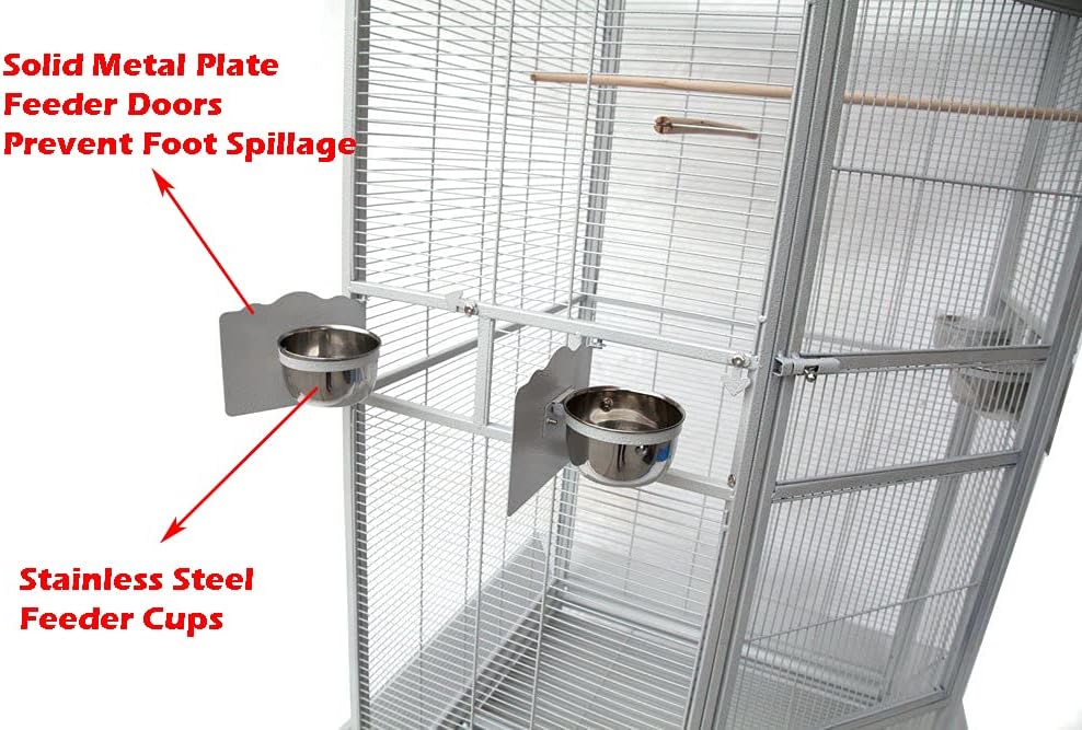 X-Large Corner Parrot Bird Flight Breeding Wrought Iron Rolling Home Cage Solid Plated Feeder Doors