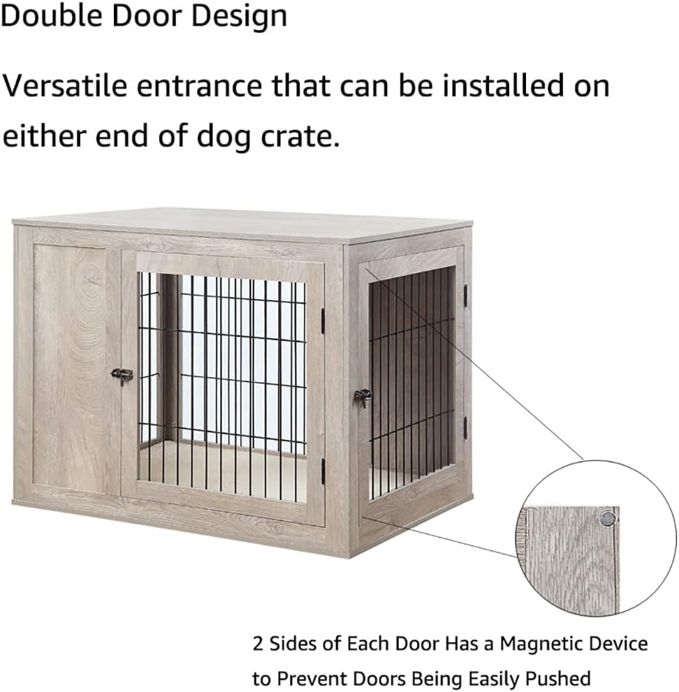 unipaws 41 Inch Furniture Style Dog Crate for Medium Large Dogs, Indoor Aesthetic Dog Stuff Kennel