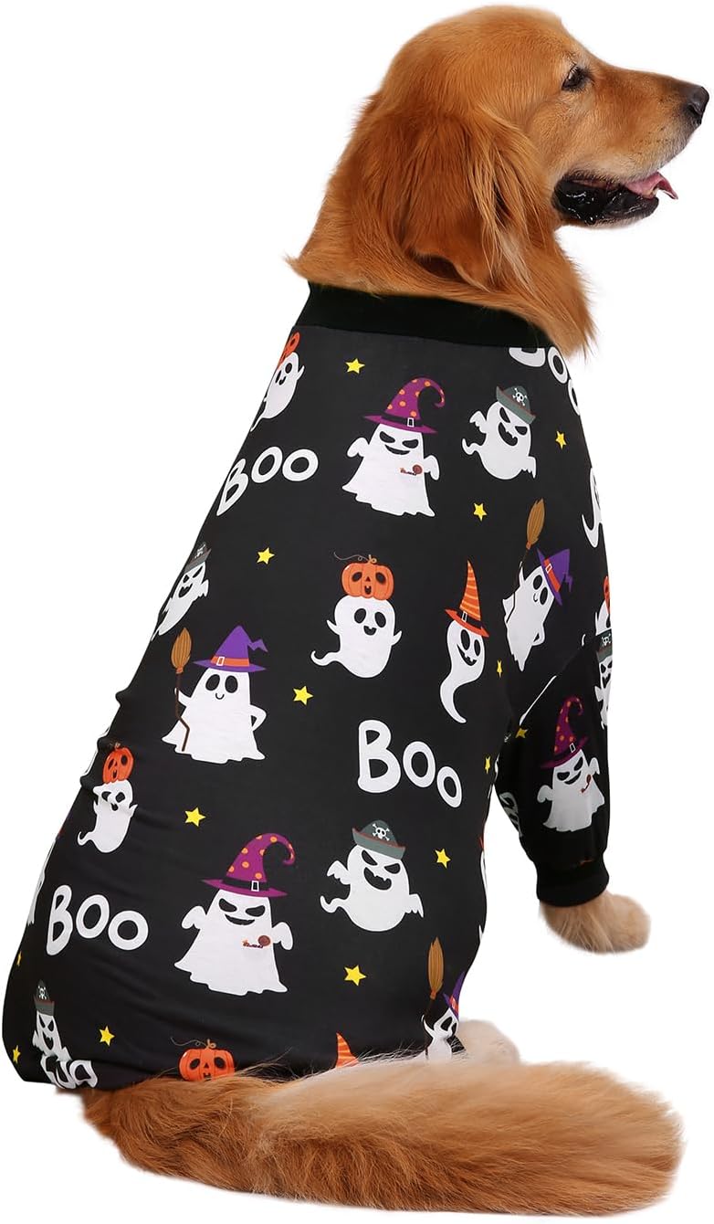 HDE Dog Pajamas One Piece Jammies Jumpsuit Pet Clothes Outfit Stretchy Lightweight Comfy Shirt Pjs