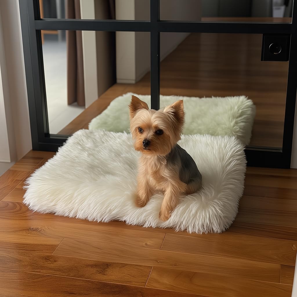 IHAPPYDOG Luxury Faux Fur Orthopedic Dog Beds, Memory Foam Crate Bed for Small, Medium, Large and
