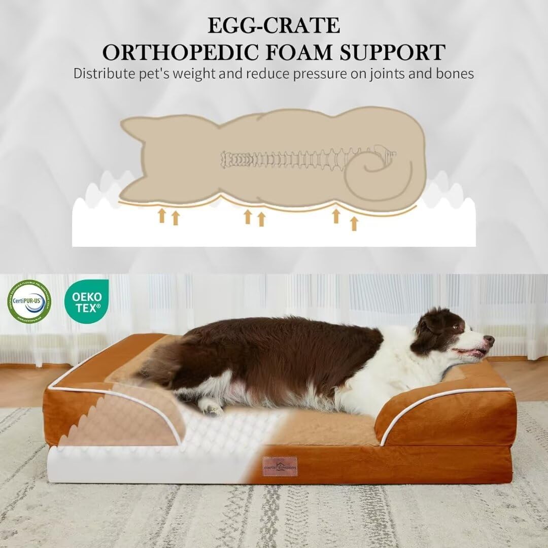 Comfort Expression Large Dog Beds Orthopedic Foam, Waterproof Dog Beds for Large Sized Dogs, Comfy