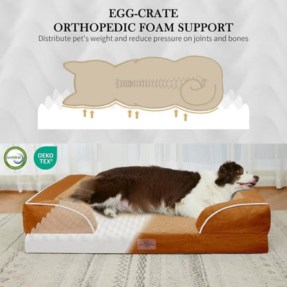 Comfort Expression Orthopedic Dog Beds for Extra Large Dogs, PV Washable Dogs Sofa Beds Jumbo