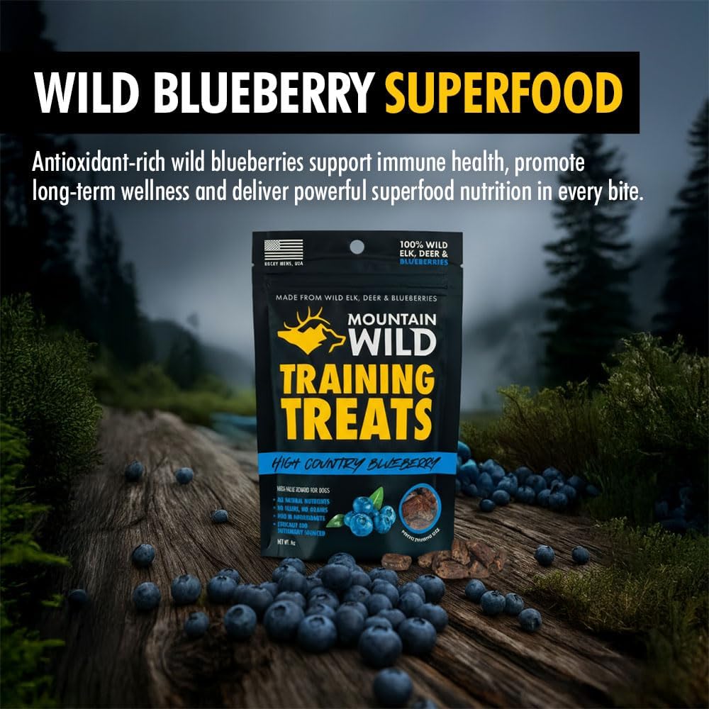 High Country Wild Blueberry Elk & Venison Dog Training Treats - Natural Grain-Free Puppy & Dog