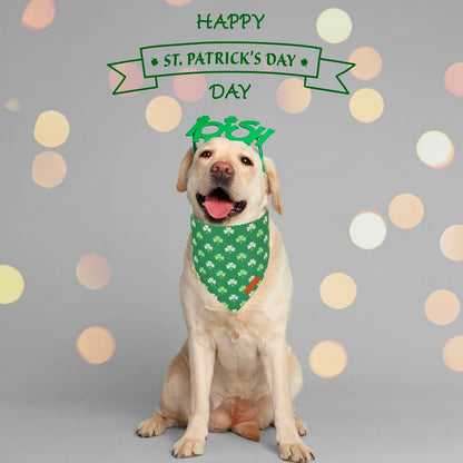 PTDECOR St.Patrick's Day Dog Bandana,Green Shamrock Reversible Holiday Dog Scarf, Multi Size