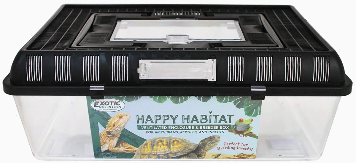 Happy Habitat (Large) - Ventilated Enclosure & Breeder Box - for Live Feeder Insects, Reptiles