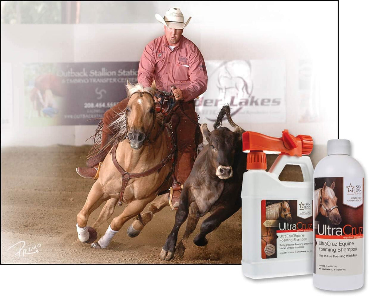 UltraCruz Equine Foaming Horse Shampoo with Travel Applicator and Refill Bundle, 32 oz Each